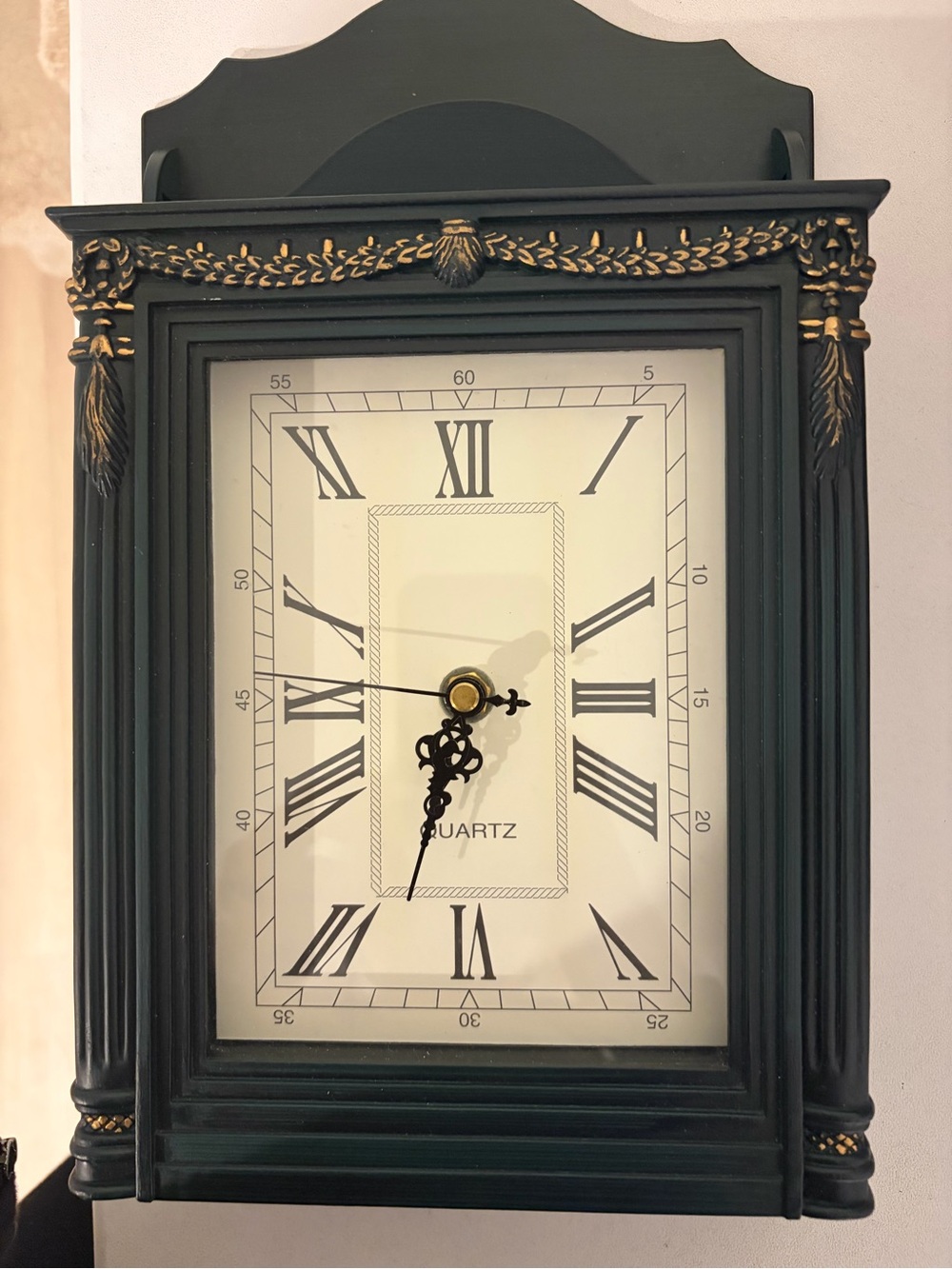 Vintage Wooden Wall Clock with hidden key hooks